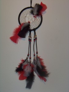Red Black and White Custom Dreamcatcher with Star Center