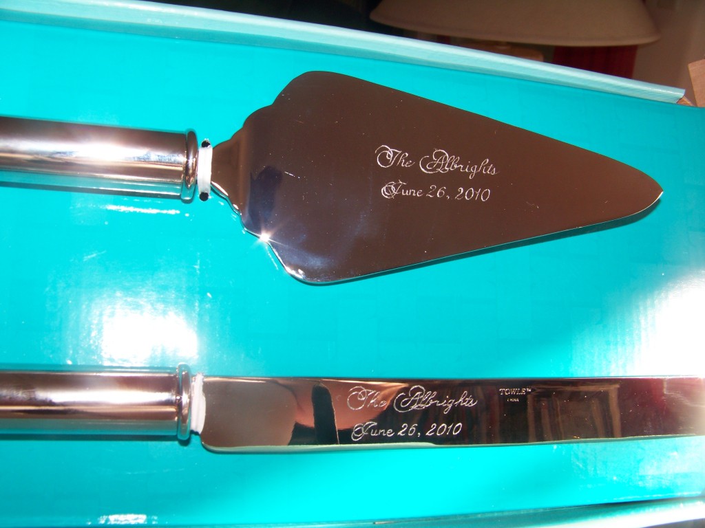 Cake Cutter and Server, Hand Engraved