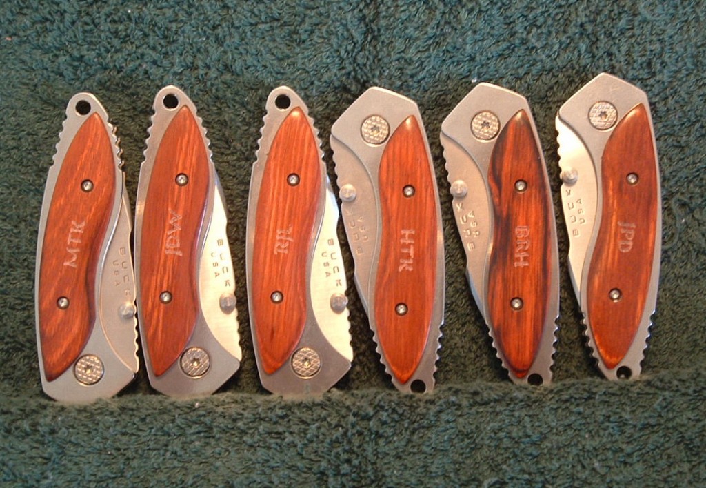 Simple monogrammed pocket knives make great gifts